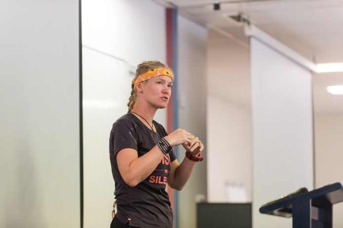 Emilia Lahti speaking to NZ Police college about domestic violence and overcoming